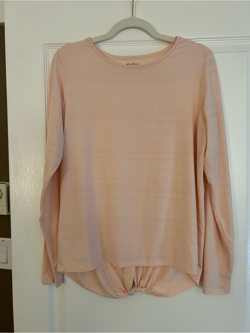 Eddie Bauer Long-Sleeve open back knot back Top - Blush Pink